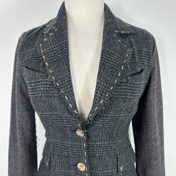 WET SEAL Y2K PLAID COTTON BLAZER JACKET Womens S Button Preppy Academia Girl - Picture 8 of 15